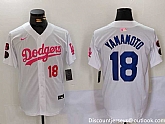 Men's Los Angeles Dodgers #18 Yoshinobu Yamamoto White Pink Vin & Kobe Patch Stitched Baseball Jersey1,baseball caps,new era cap wholesale,wholesale hats